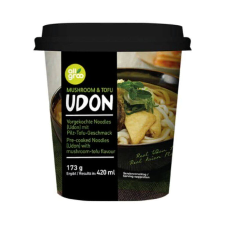 Precooked Cup Udon Noodles Mushroom & Tofu Allgroo 173g